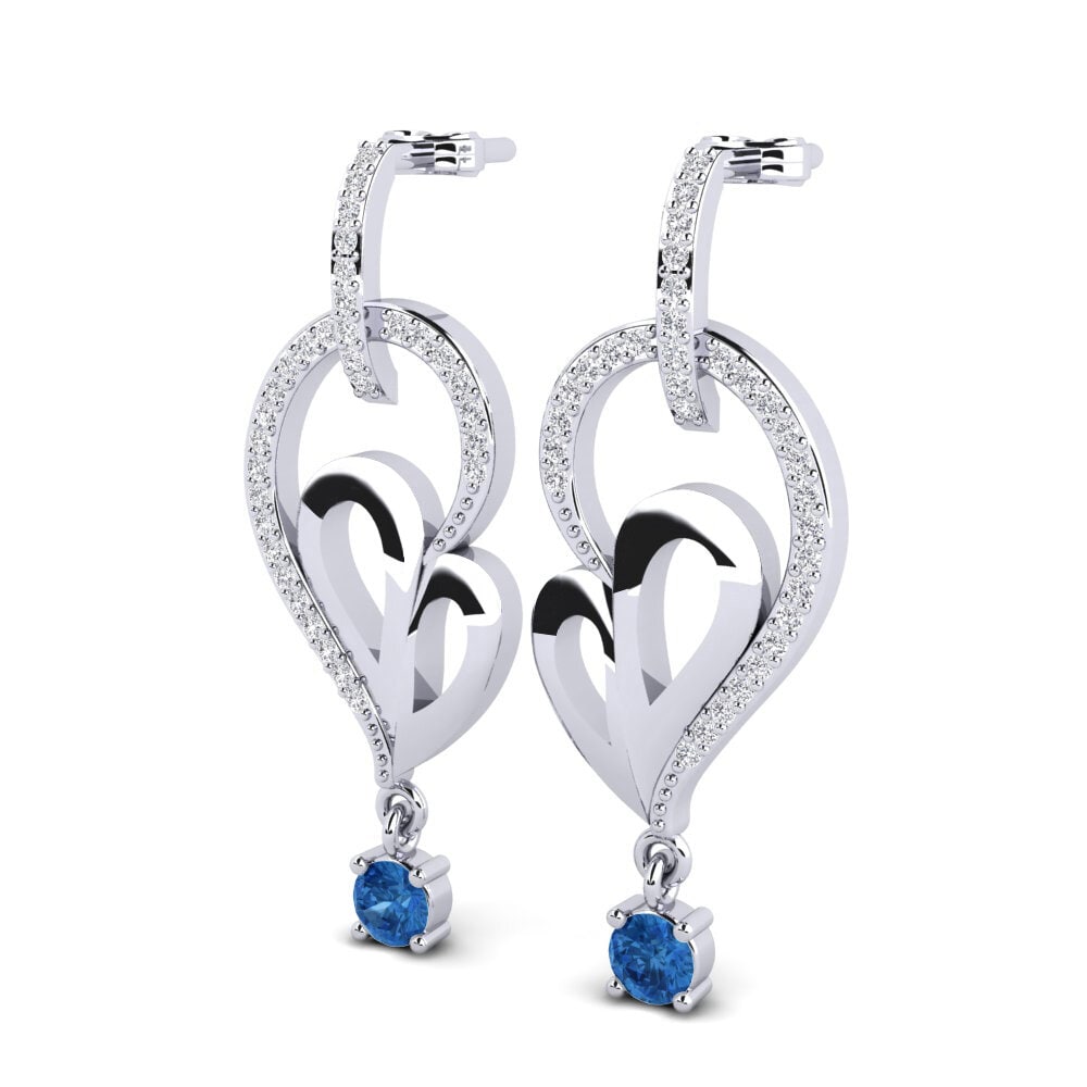 Zircônia azul escuro Brincos Feminino Pura