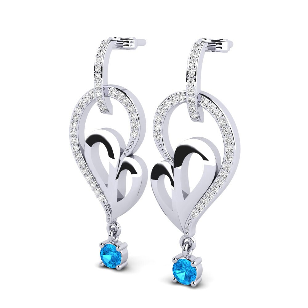 Đá Topaz xanh / Hoàng Ngọc Bông tai nữ Pura