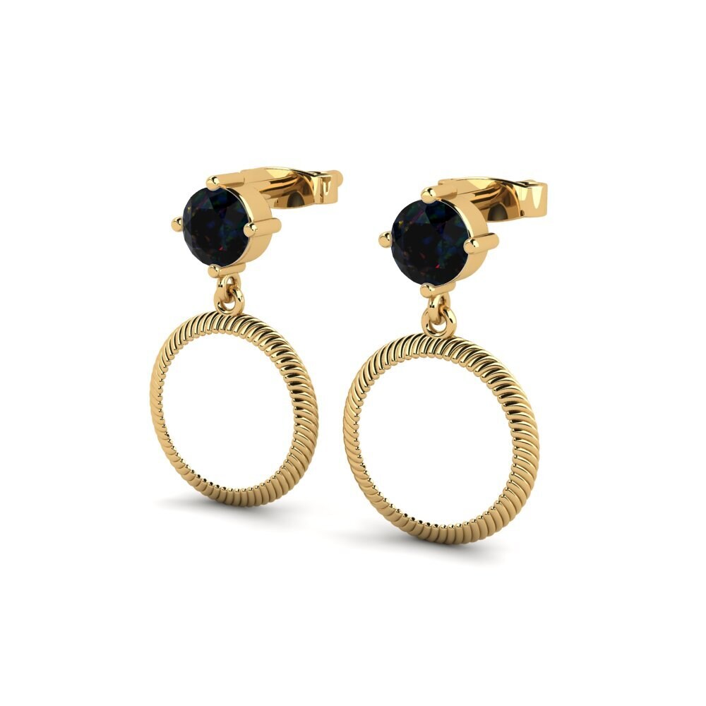 14ct Yellow Gold Black Opal Women's Earring Purkey