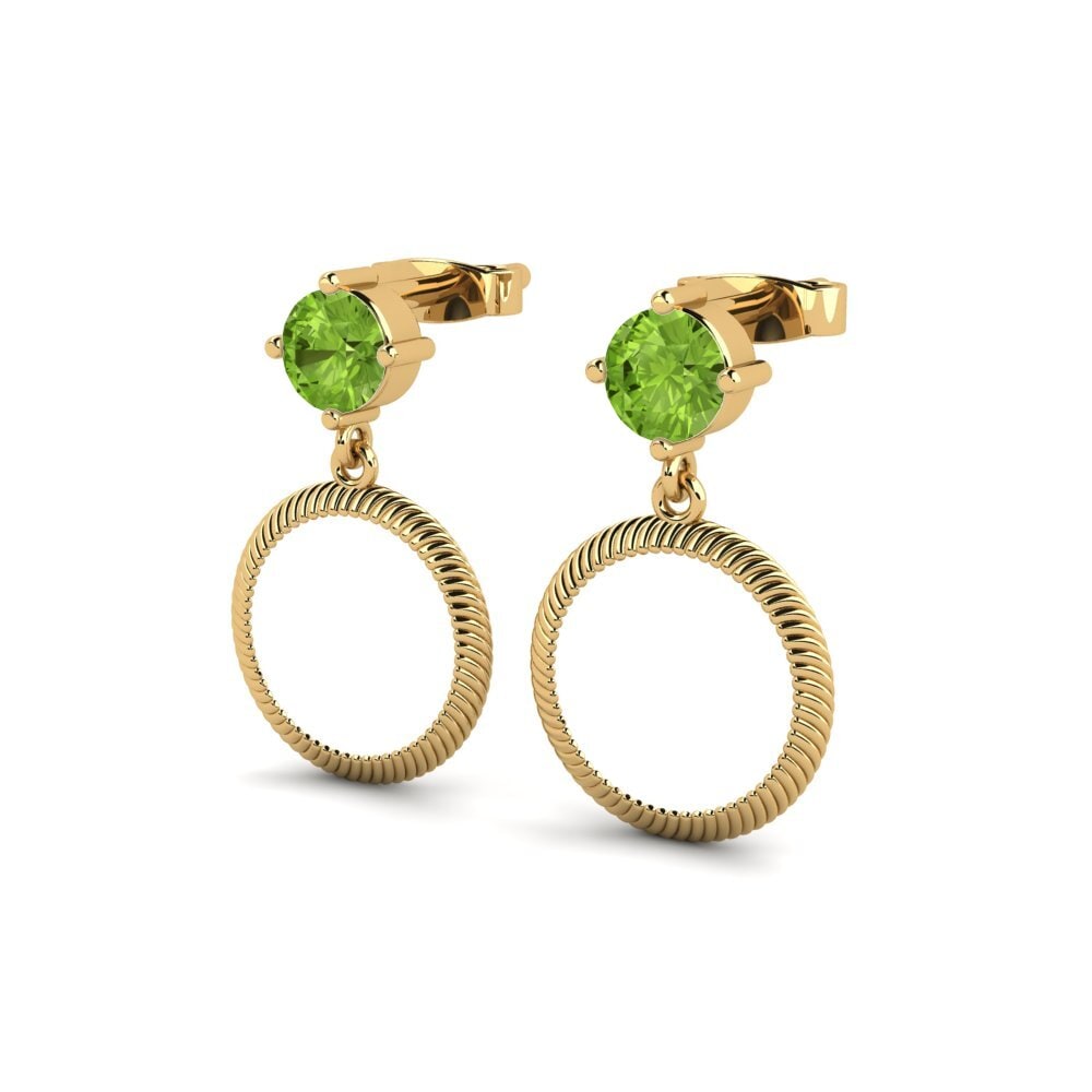 18k Oro Amarillo Peridoto Pendiente de mujer Purkey