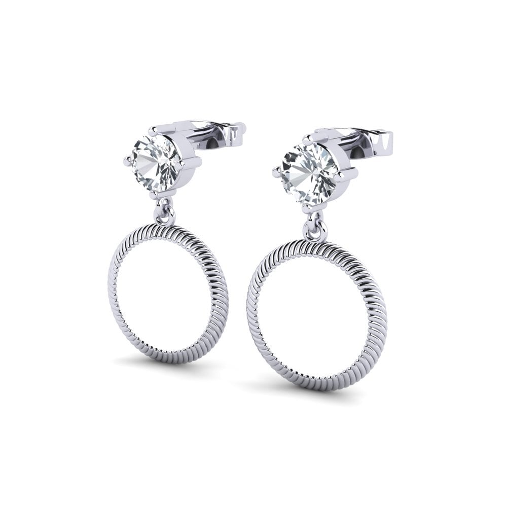 14k Oro Blanco Circón Blanco Pendiente de mujer Purkey