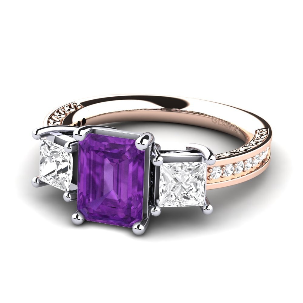 14k Rose & White Gold Amethyst Engagement Ring Purnima
