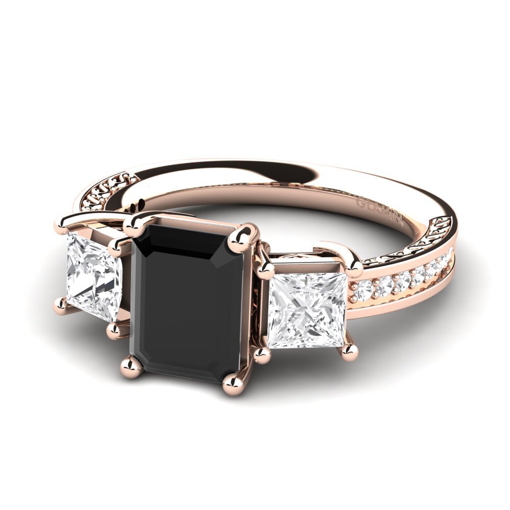 9k Rose Gold Black Onyx Engagement Ring Purnima