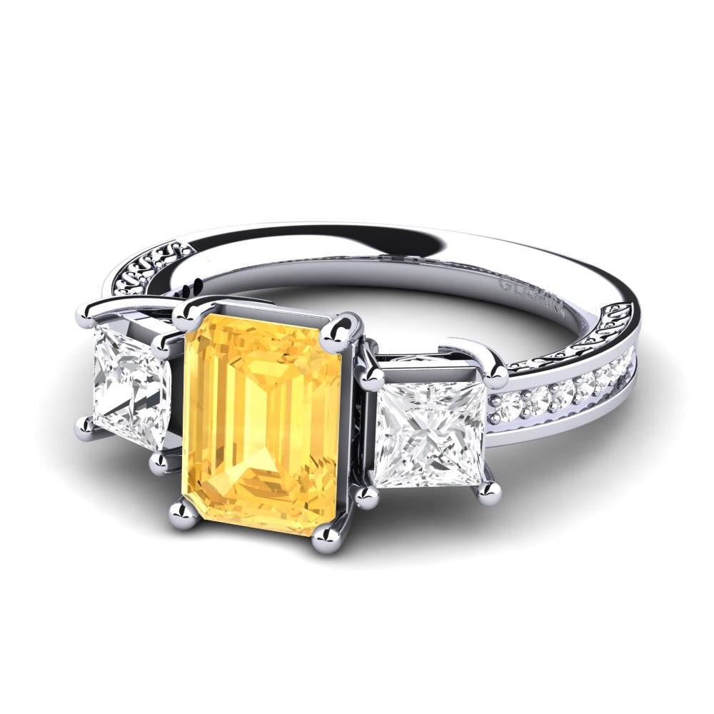 White Silver Citrine Engagement Ring Purnima