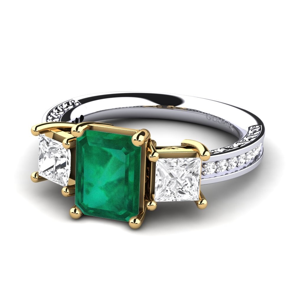 18k Oro Blanco / Amarillo Anillo de compromiso Purnima