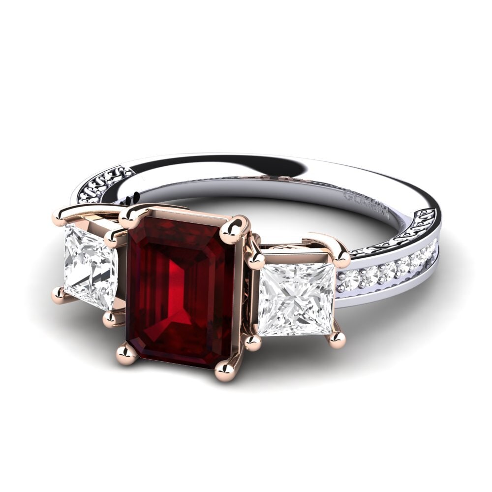 14k White & Rose Gold Garnet Engagement Ring Purnima