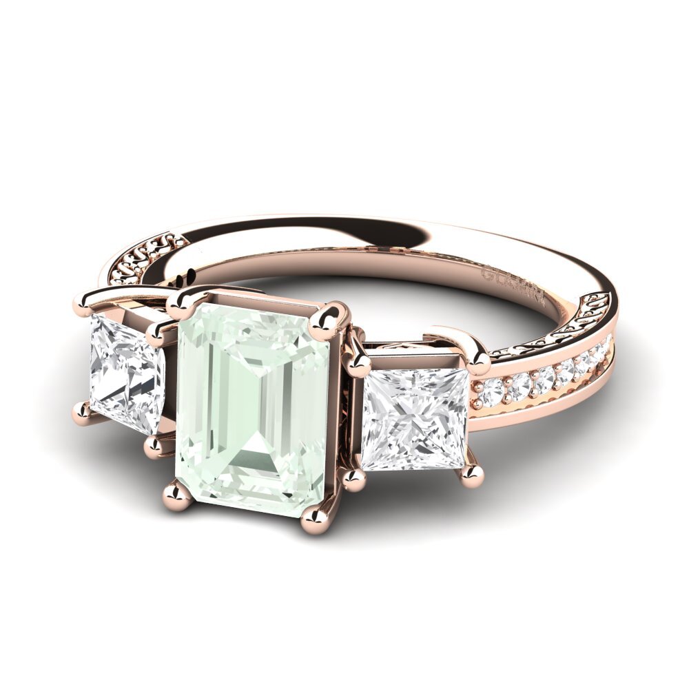 9k Rose Gold Green Amethyst Engagement Ring Purnima