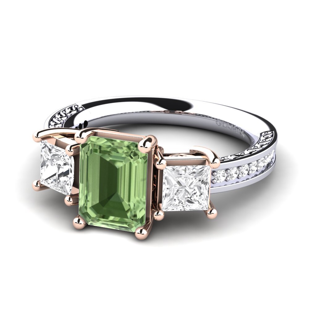 14k White & Rose Gold Green Sapphire Engagement Ring Purnima