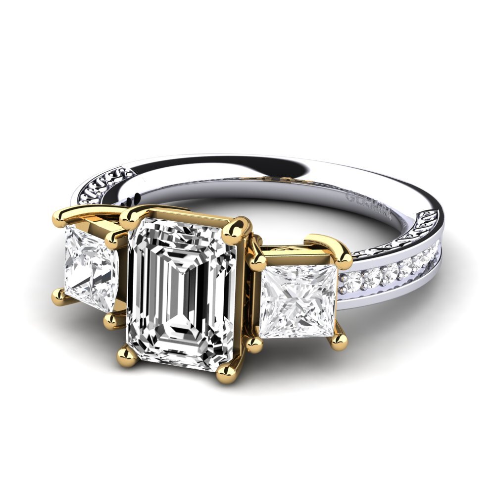 14k Oro Blanco / Amarillo Anillo de compromiso Purnima