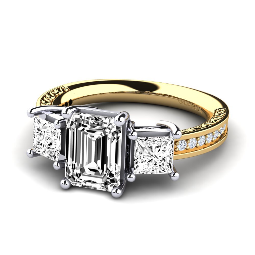 Vàng-Trắng 14K Đá Moissanite Nhẫn đính hôn Purnima