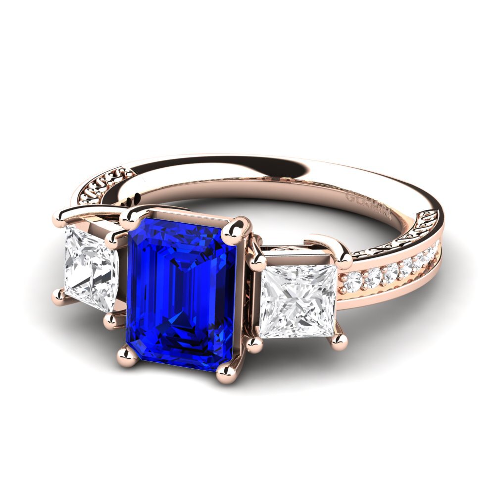 9k Rose Gold Sapphire (Lab Created) Engagement Ring Purnima