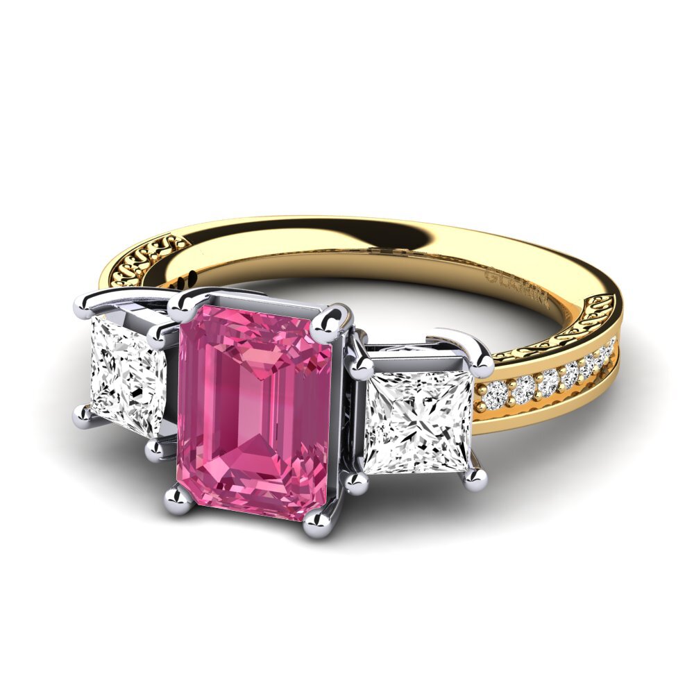 14ct Yellow / White Gold Pink Tourmaline Engagement Ring Purnima