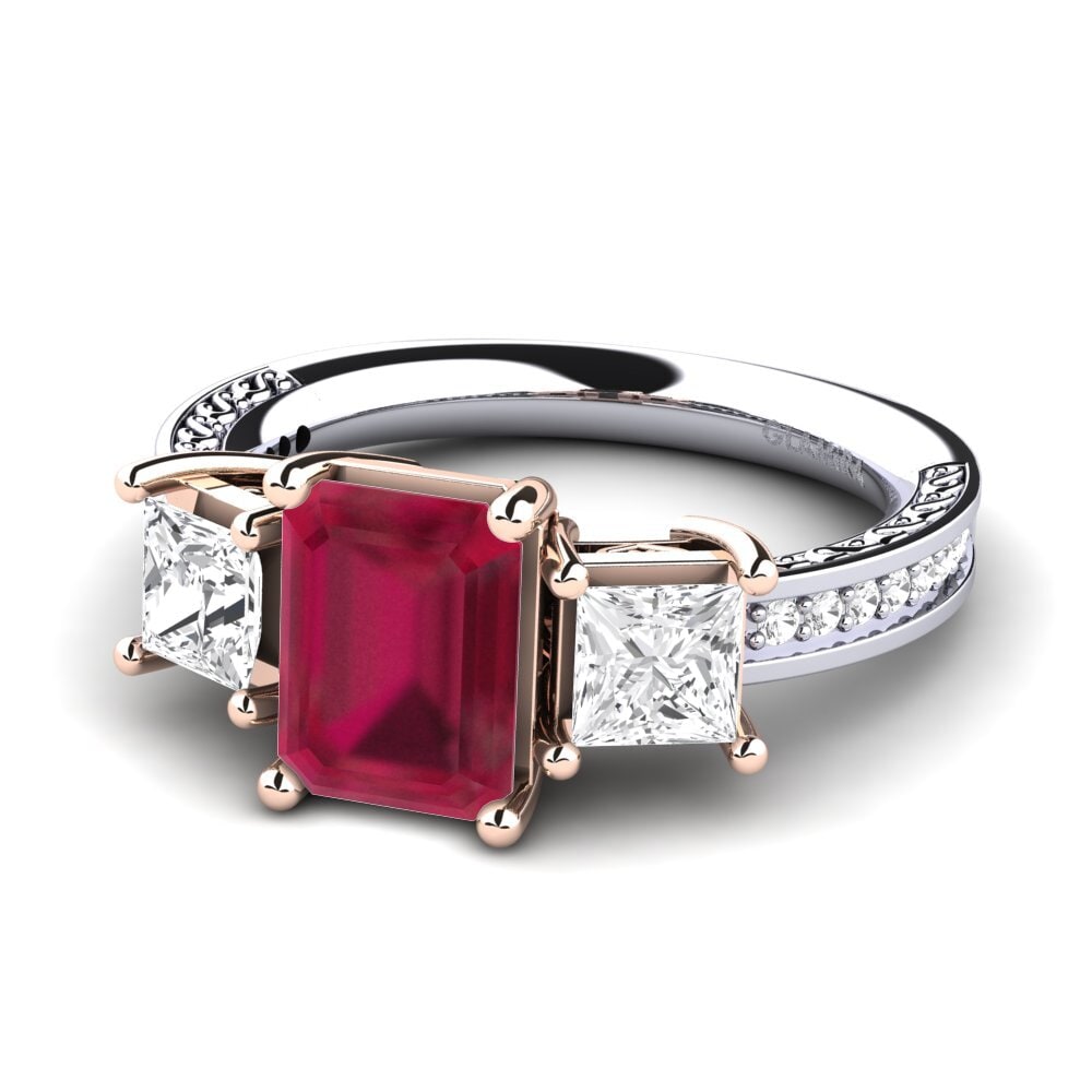 14k White & Rose Gold Ruby Engagement Ring Purnima