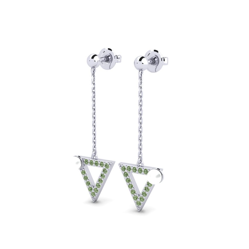 950 Platin Grüner Diamant Damen ohrring Putih