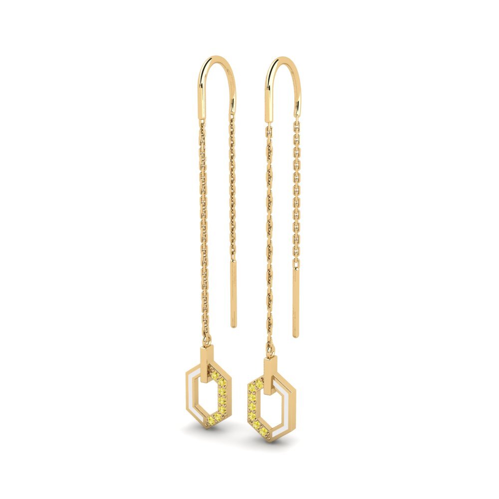 Saphir Jaune Boucle d'oreille femme Pyrethre