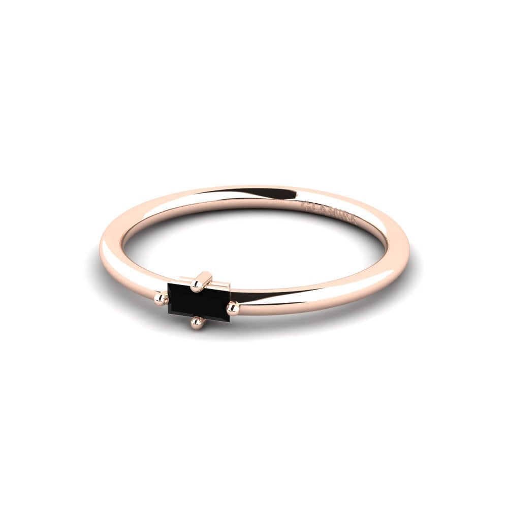14ct Rose Gold Black Onyx Engagement Ring Pyrwe