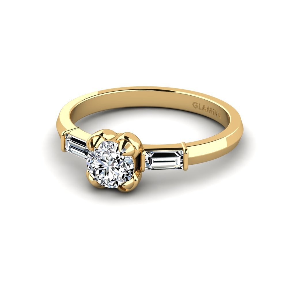 9k Oro Amarillo Anillo de compromiso Quail