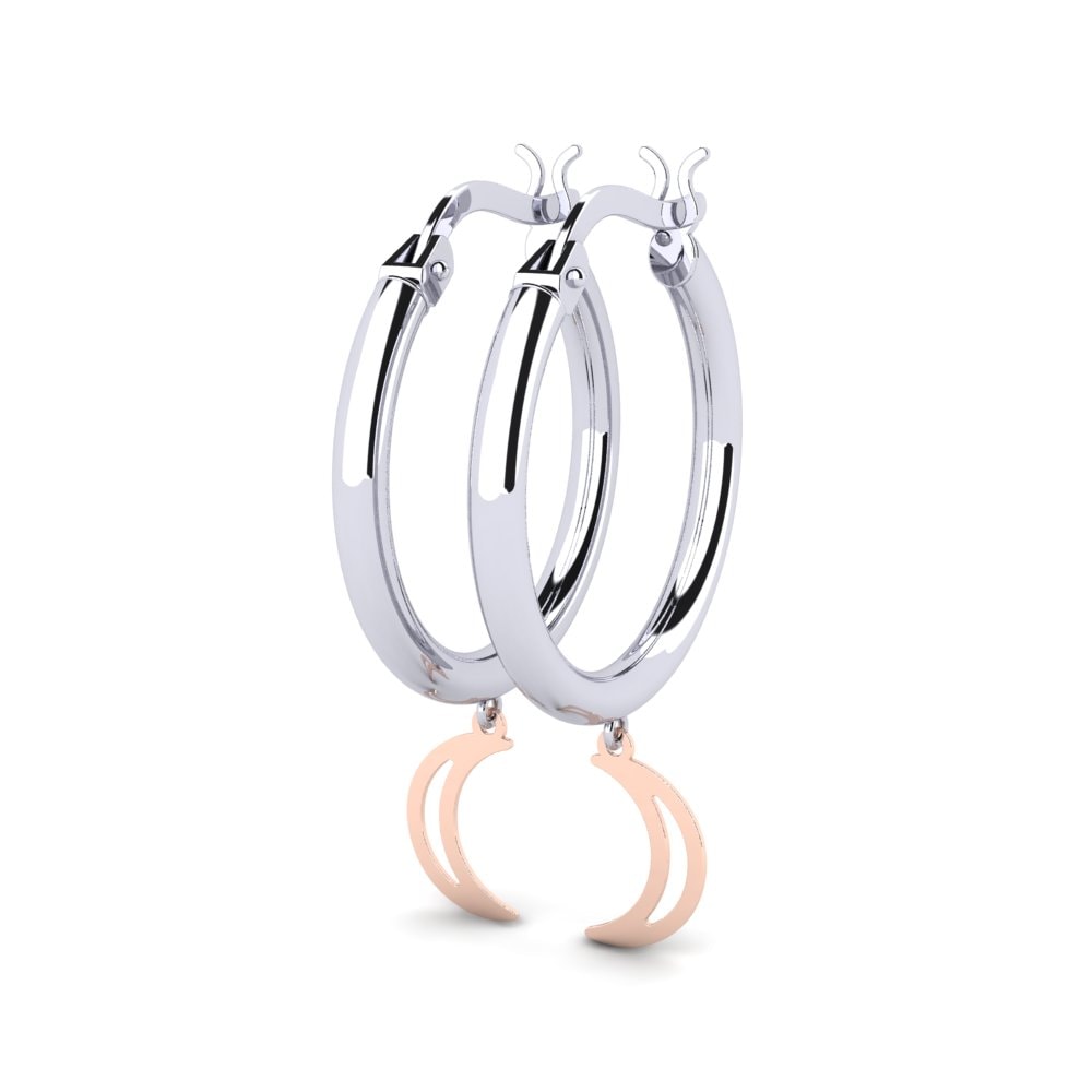 14k Oro Blanco / Rosa Pendientes Quanto