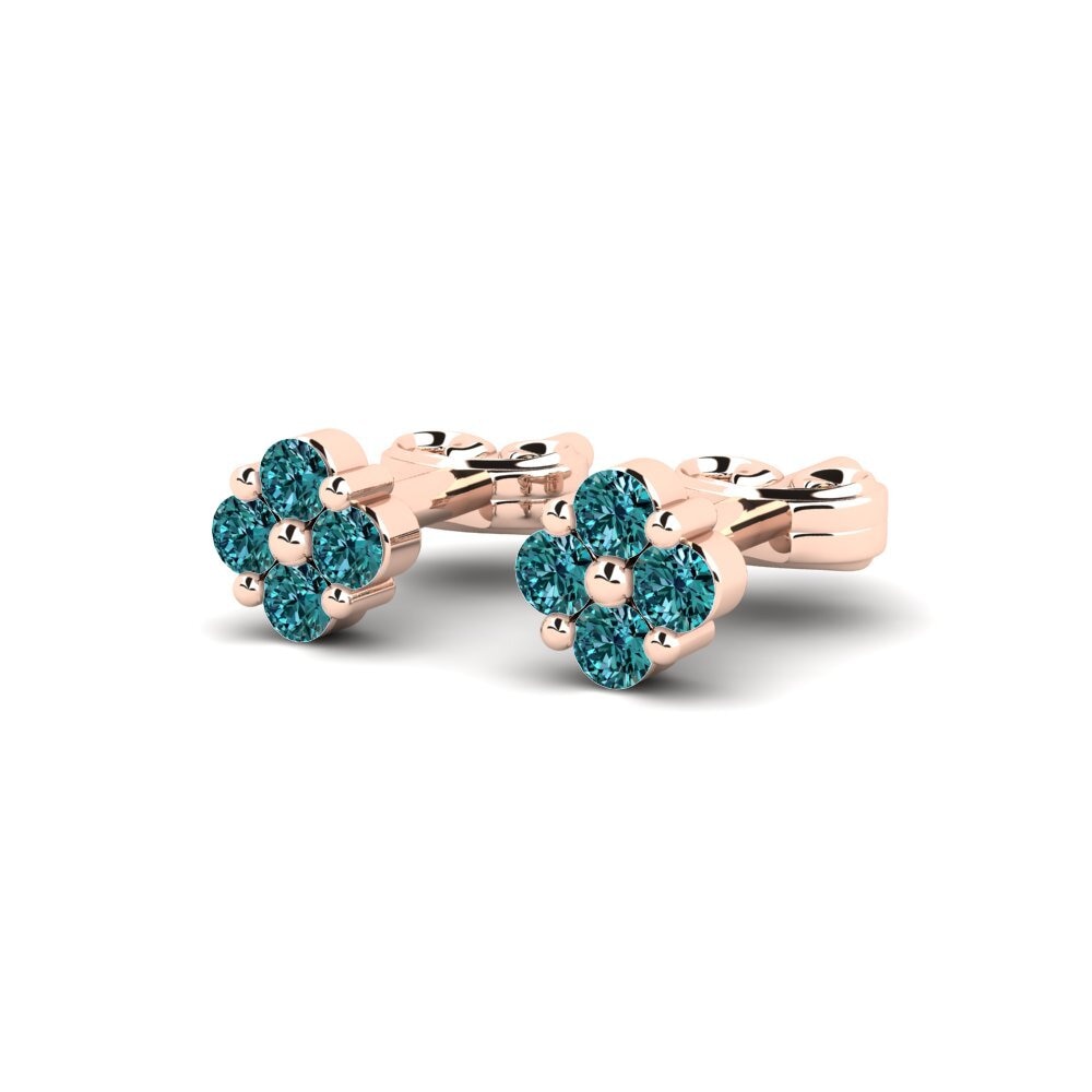 Oro Rosso 750 Diamante Blu Orecchino da donna Questo