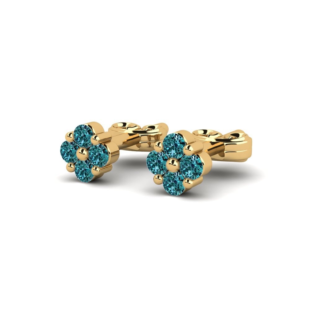 Oro Giallo 750 Diamante Blu Orecchino da donna Questo