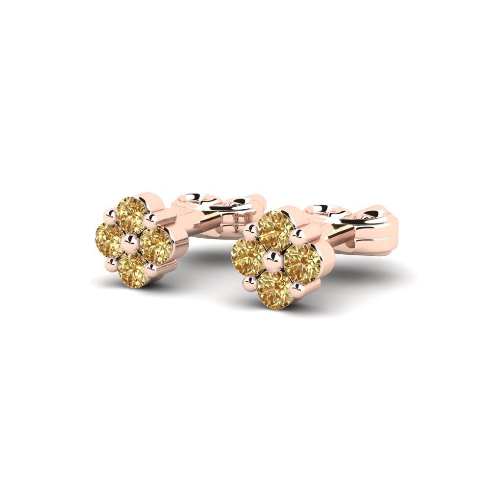 14k Oro Rosa Diamante café Pendiente de mujer Questo