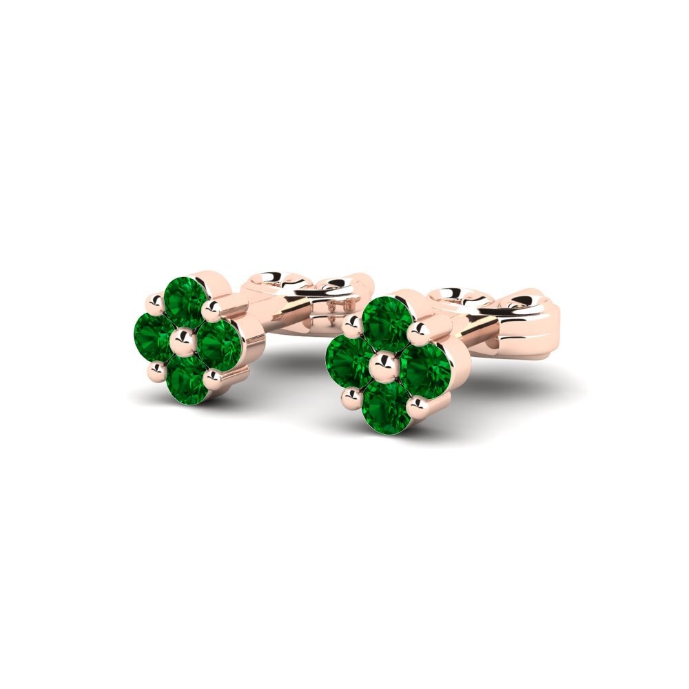 14k Oro Rosa Circonita Verde Pendiente de mujer Questo