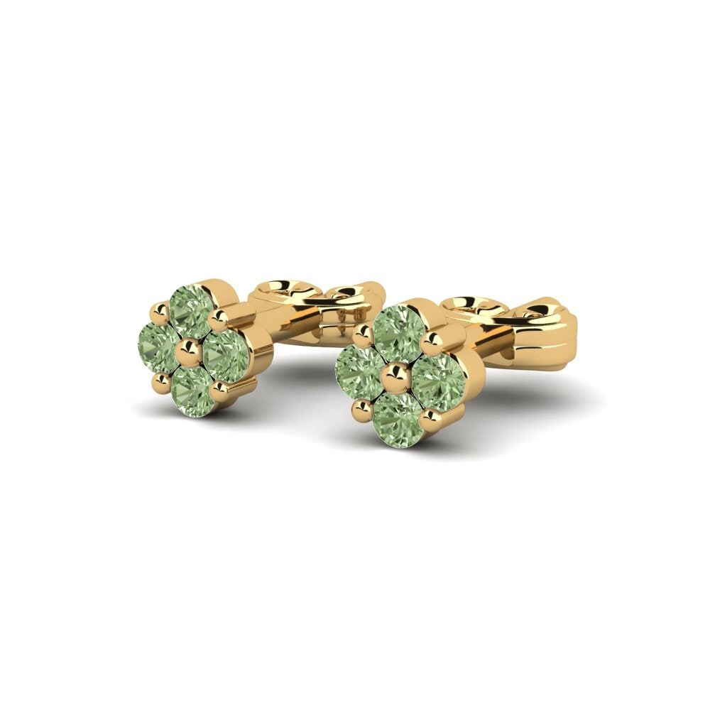 14ct Yellow Gold Green Diamond Women's Earring Questo