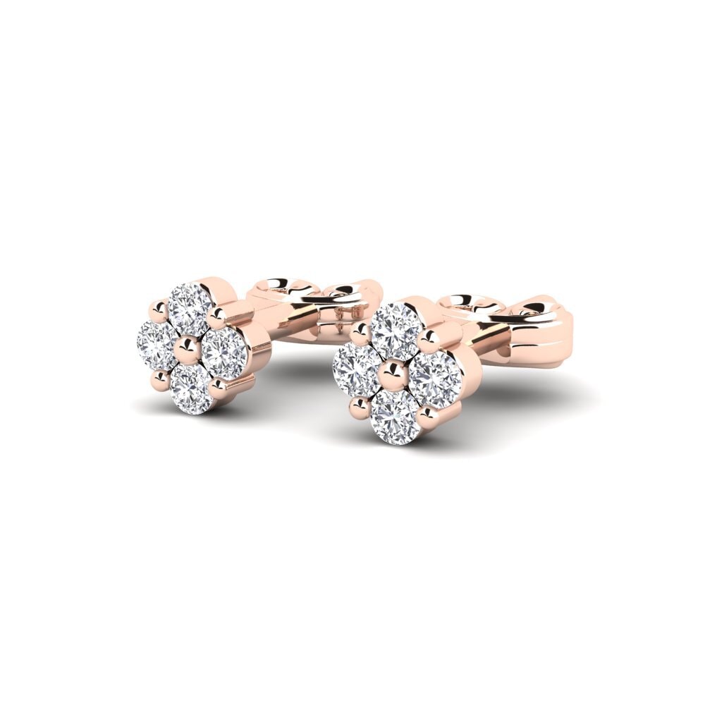 14k Oro Rosa Diamante cultivado en laboratorio Pendiente de mujer Questo