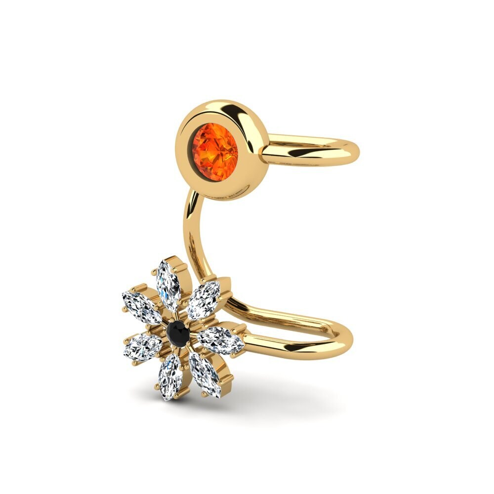 14ct Yellow Gold Orange Sapphire Women's Earring Quiroga