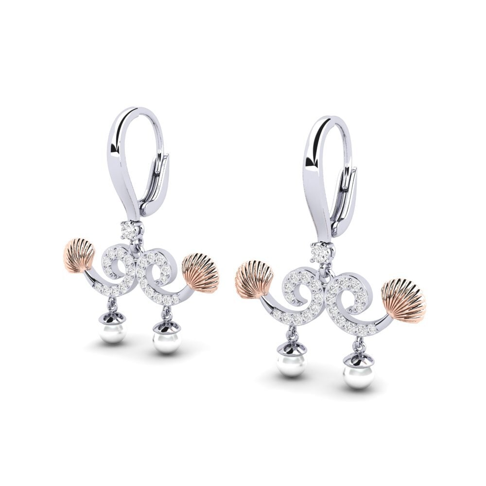 9ct White & Rose Gold White sapphire Women's Earring Quoi