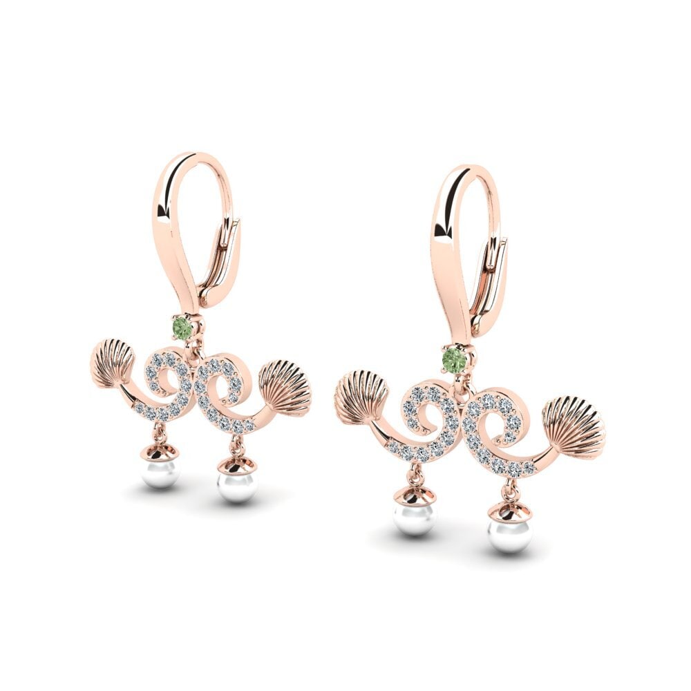 9ct Rose Gold Green Diamond Women's Earring Quoi