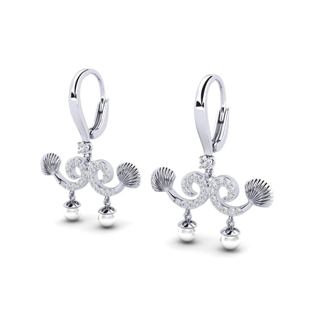 18k Oro Blanco Diamante cultivado en laboratorio Pendiente de mujer Quoi