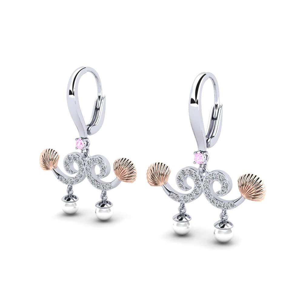 14k Oro Blanco & Rosa Zafiro Rosado Pendiente de mujer Quoi