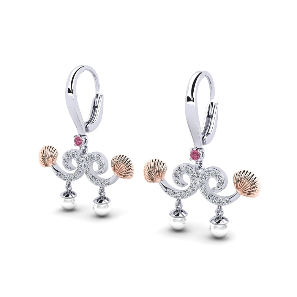 9ct White & Rose Gold Rhodolite Garnet Women's Earring Quoi