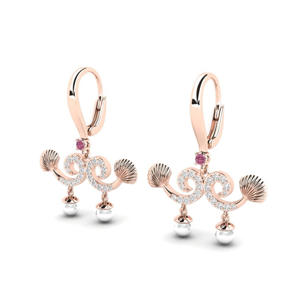 14k Oro Rosa Granate Rhodolite Pendiente de mujer Quoi