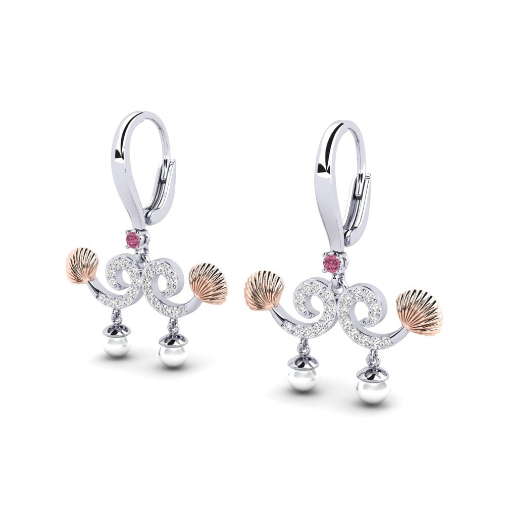 14ct White & Rose Gold Rhodolite Garnet Women's Earring Quoi