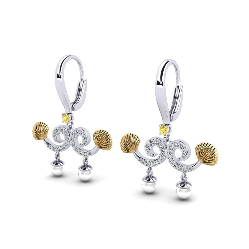 14ct White & Yellow Gold Yellow Sapphire Women's Earring Quoi