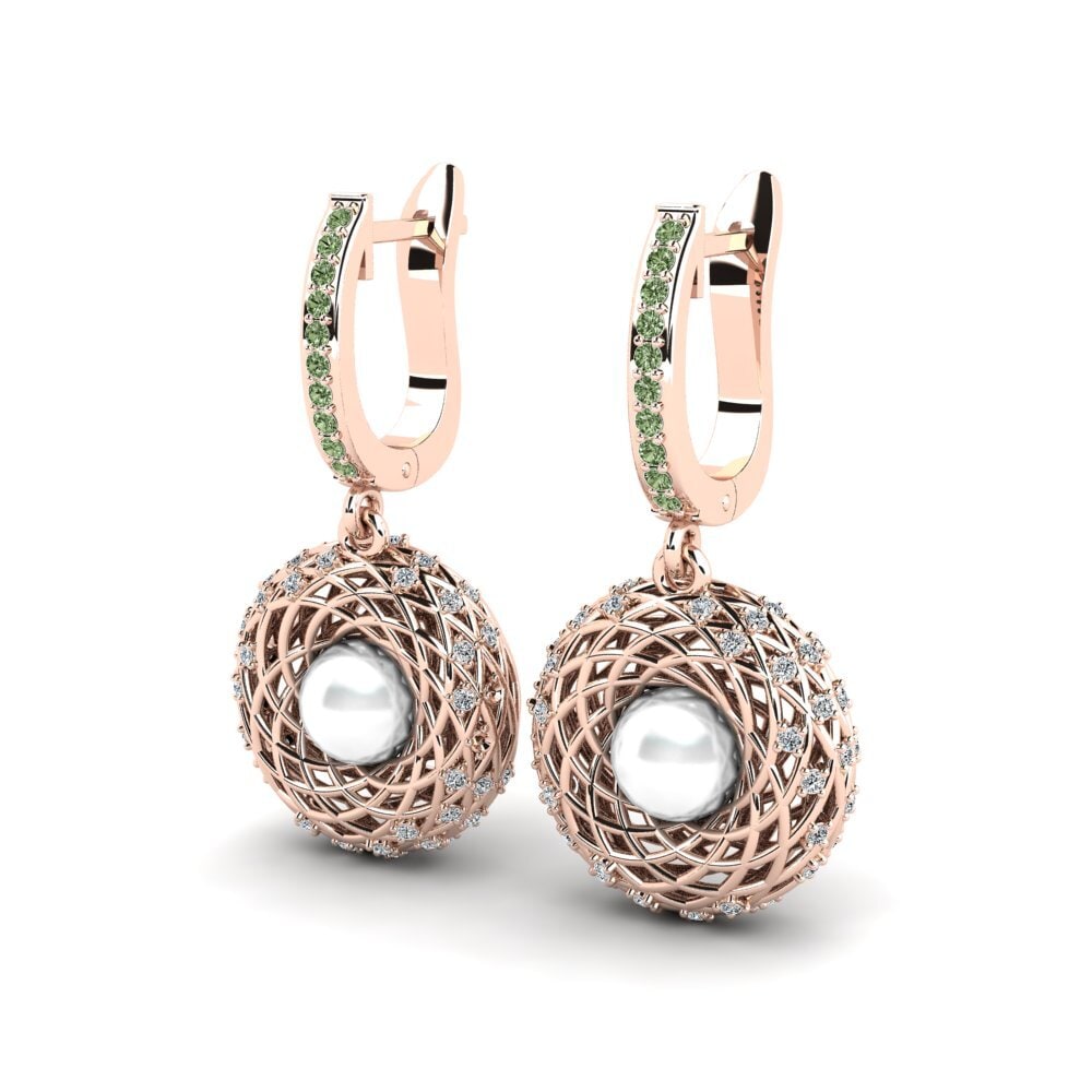 9ct Rose Gold Green Diamond Women's Earring Quota