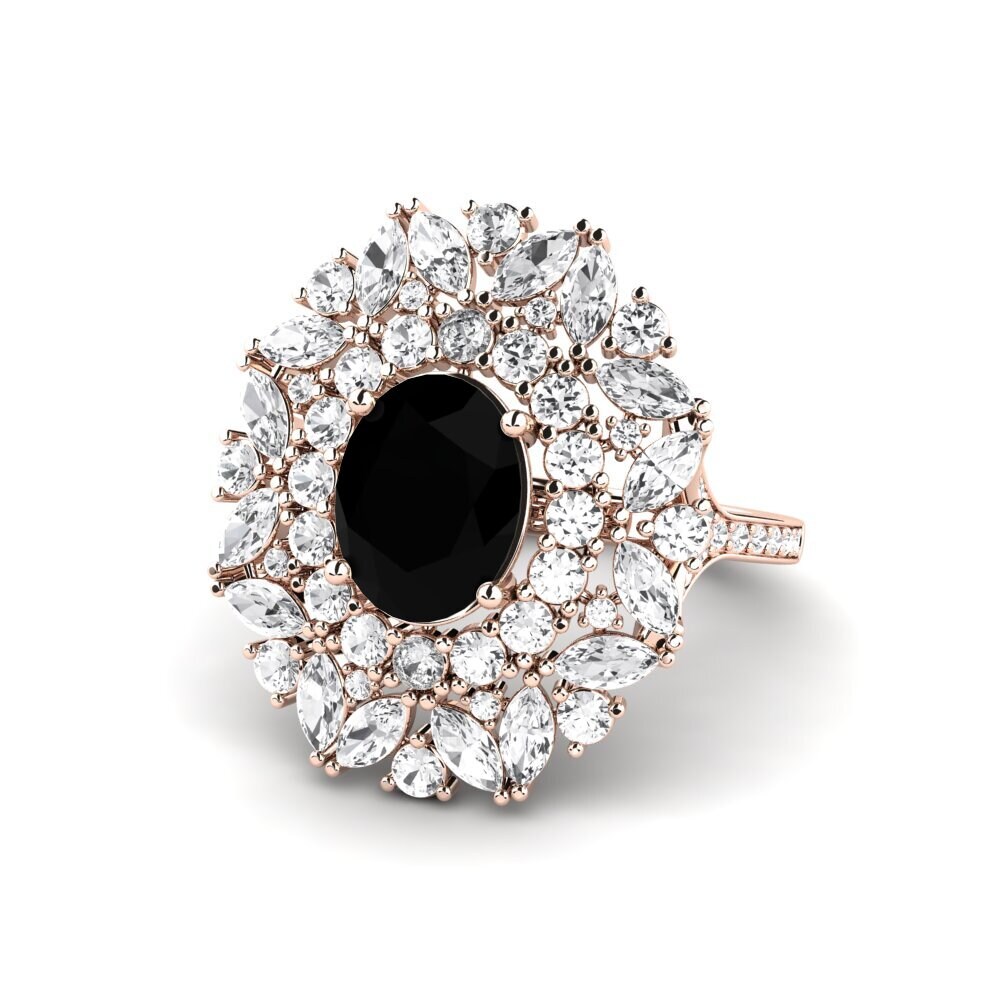 9k Rose Gold Black Onyx Engagement Ring Agathon