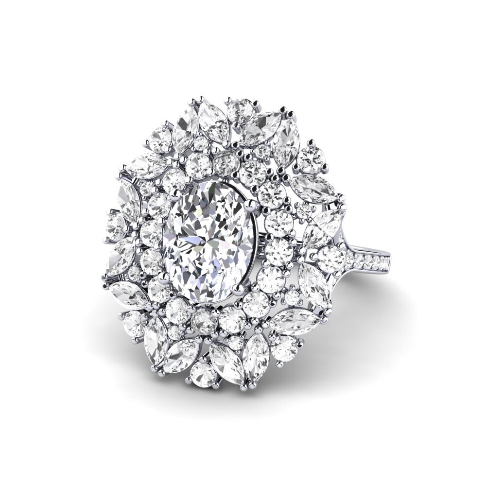 14k Oro Blanco Anillo de compromiso Agathon