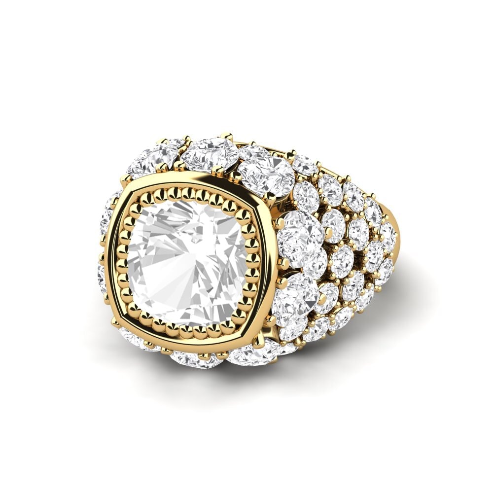 9k Oro Amarillo Topacio blanco Anillo de compromiso Hardy
