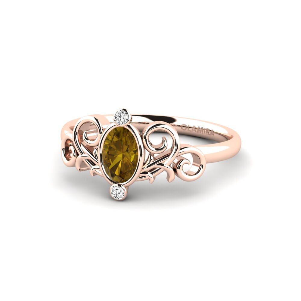 Circón Marrón Anillo de compromiso Lunete