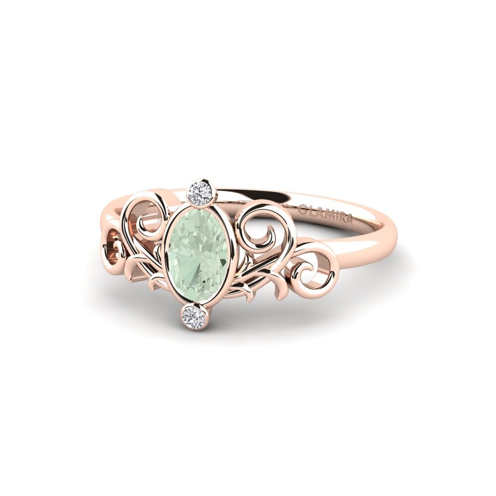 Green Amethyst Engagement Ring Lunete