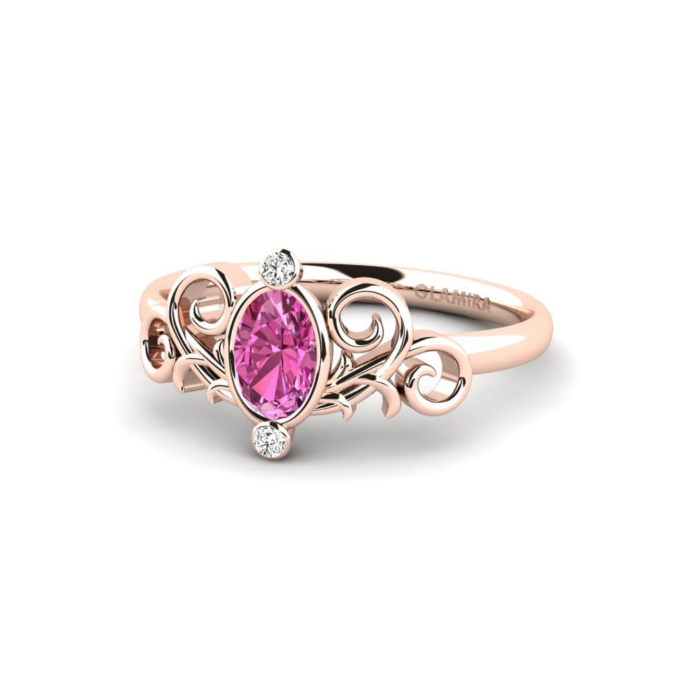 Topacio Rosa Anillo de compromiso Lunete