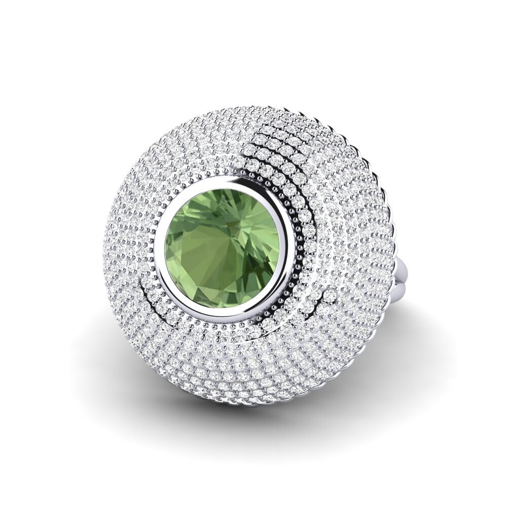 White Silver Green Sapphire Ring Patella