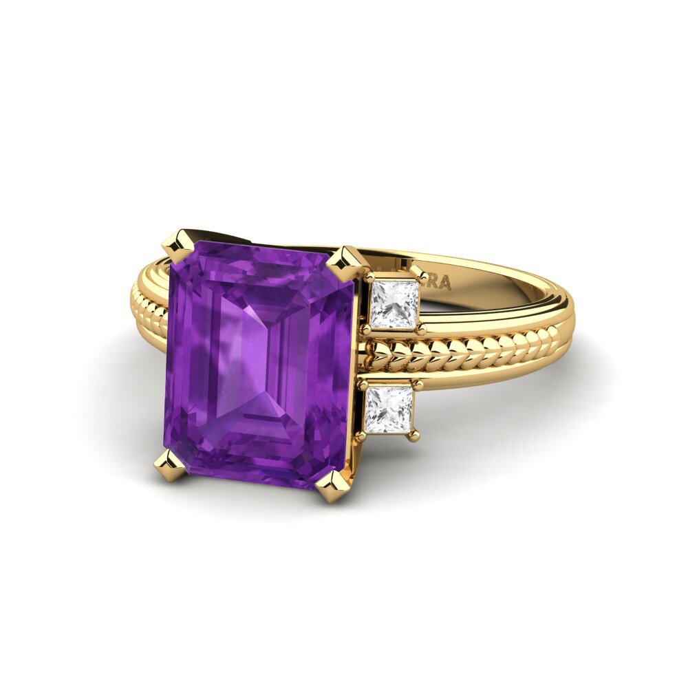 14k Oro Amarillo Anillo de compromiso Yely