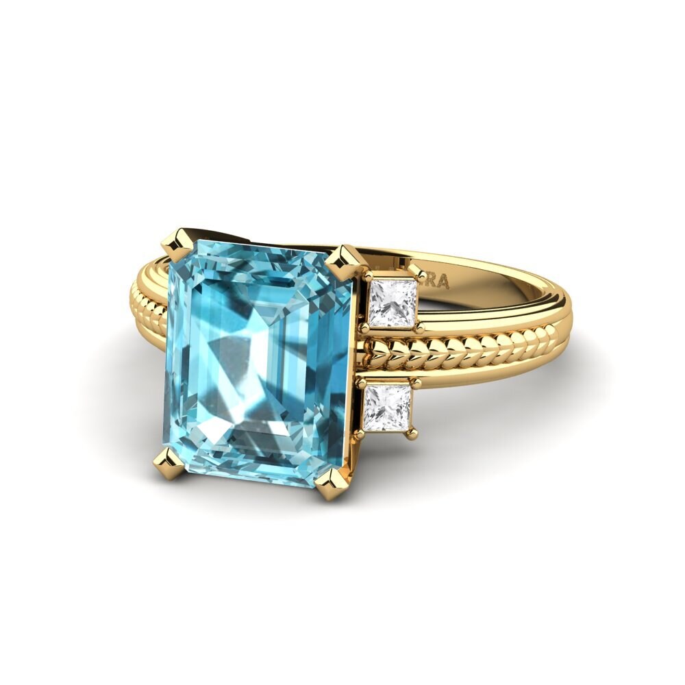 18k Oro Amarillo Anillo de compromiso Yely