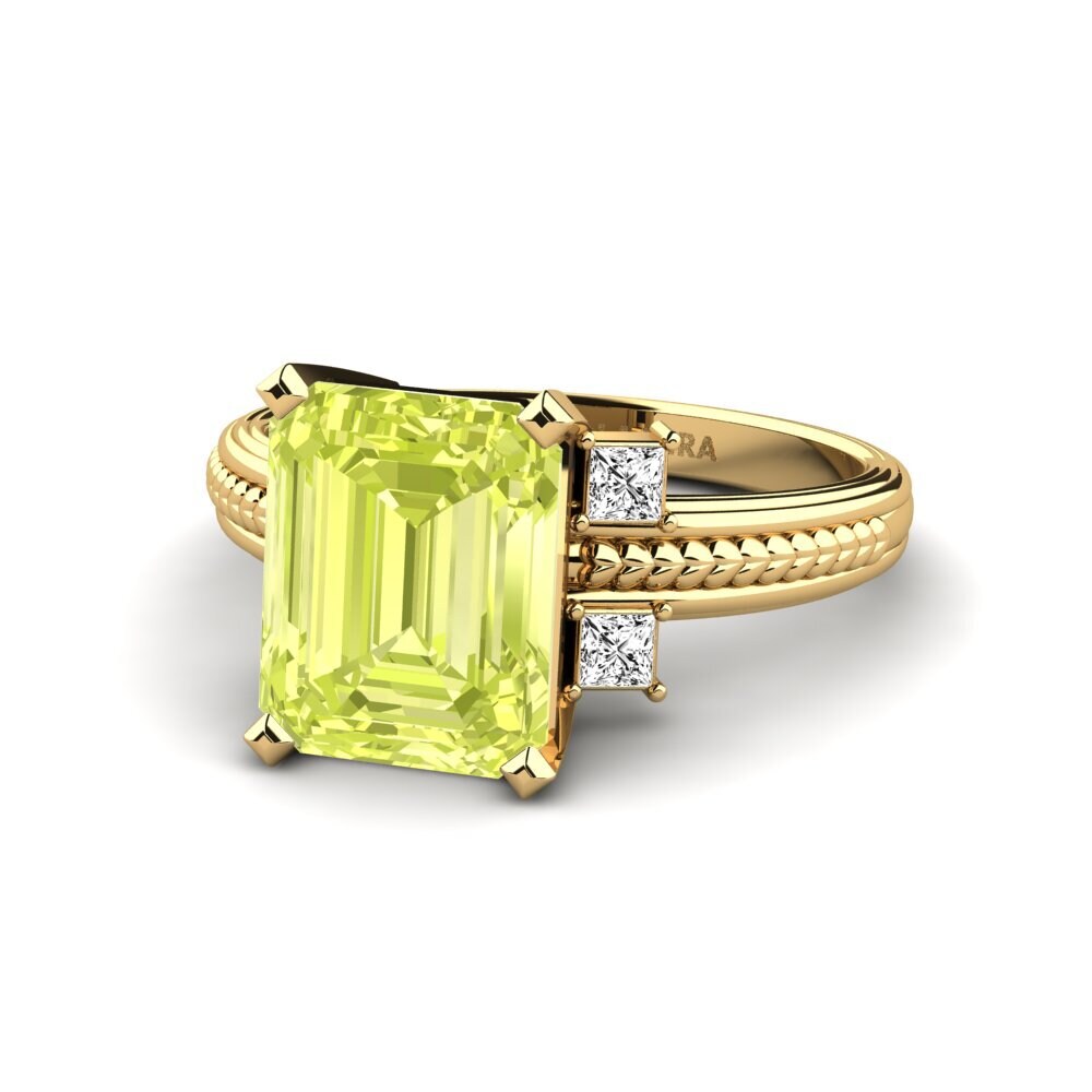 14k Oro Amarillo Cuarzo Limón Anillo de compromiso Yely
