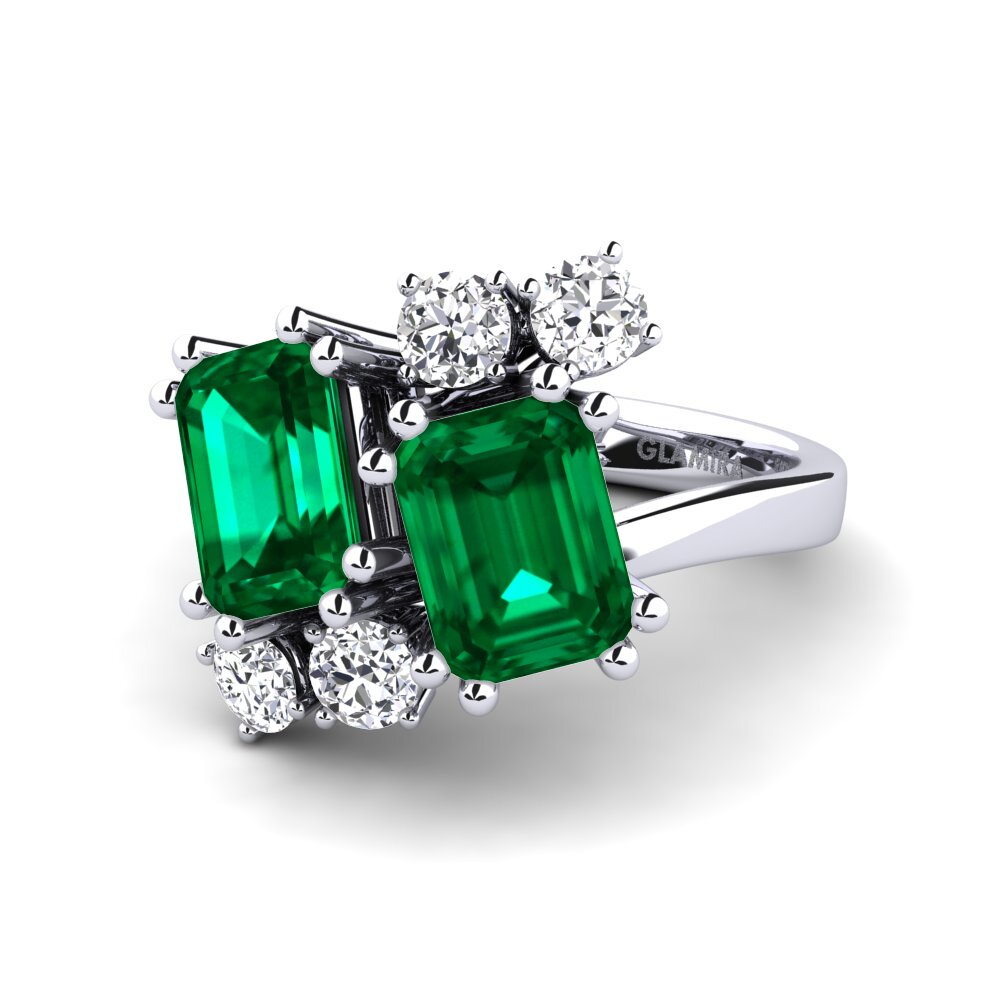 Esmeralda (creada en laboratorio) Anillo de compromiso Pattaya