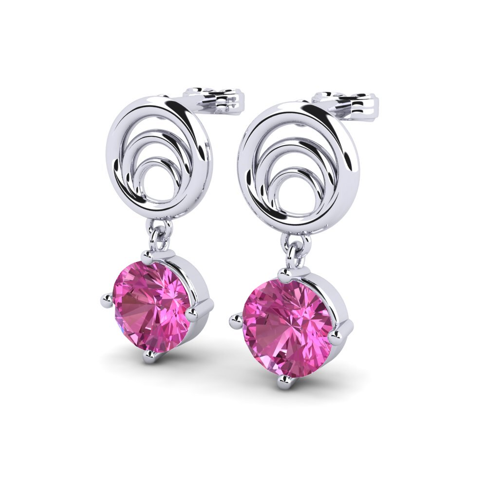 14k Oro Blanco Topacio Rosa Pendiente de mujer Radio